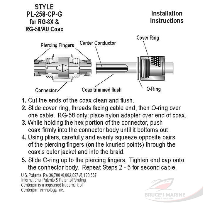 PL-258-CP-G Connector for RG-8X or RG58/AU Coax