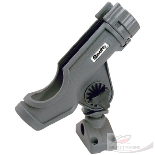 Scotty 230GR Powerlock Rod Holder w/#241 Side/Deck Mount, Gray